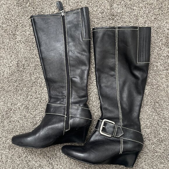 Fossil Women's Black Leather Boots - Size 8 1/2 - Picture 4 of 6